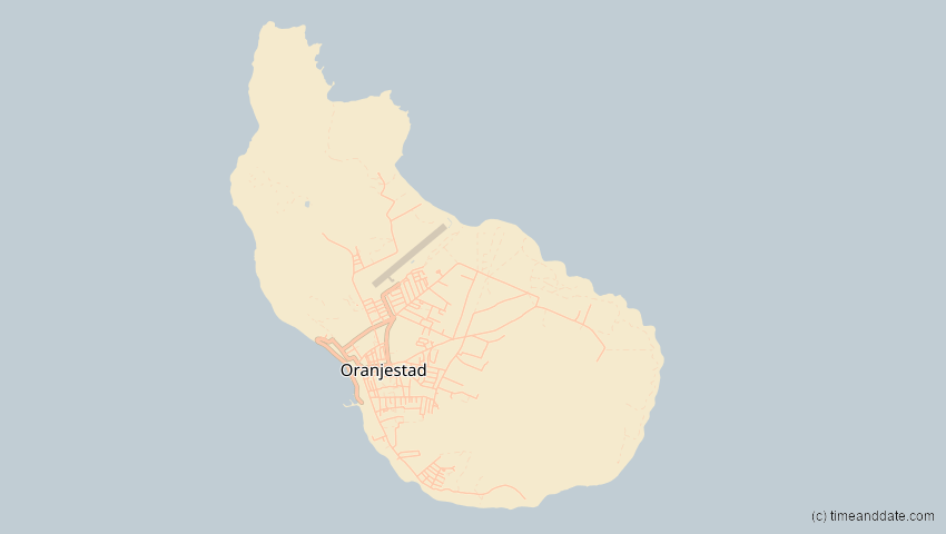 A map of Sint Eustatius, Niederlande, showing the path of the 11. Mai 2078 Totale Sonnenfinsternis