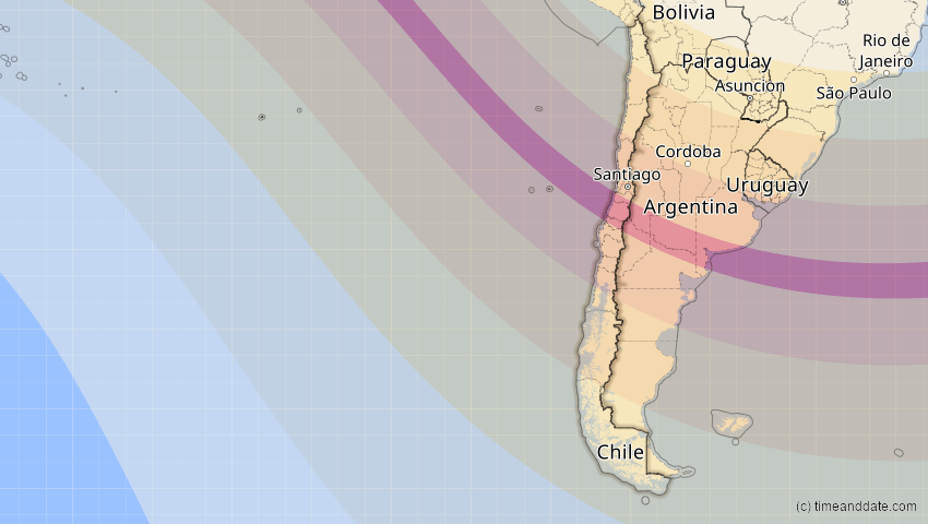 A map of Chile, showing the path of the 4. Nov 2078 Ringförmige Sonnenfinsternis