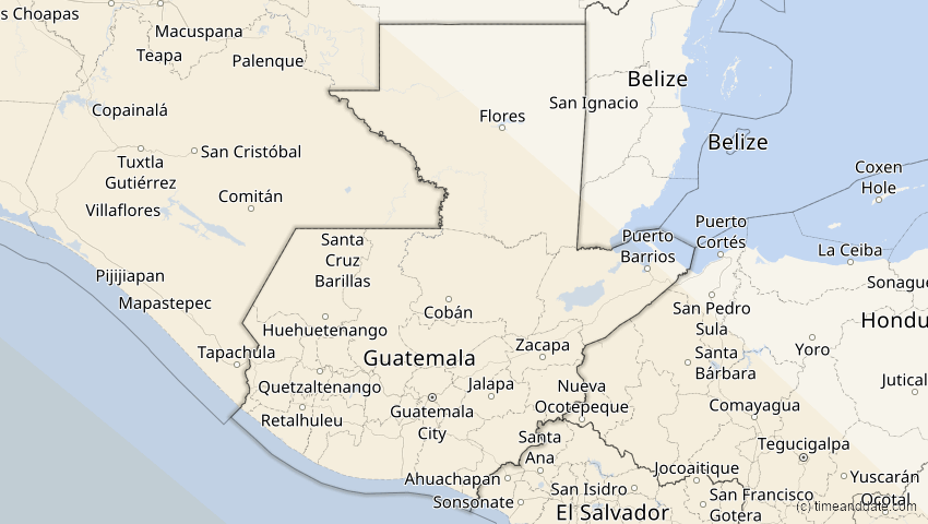 A map of Guatemala, showing the path of the 4. Nov 2078 Ringförmige Sonnenfinsternis