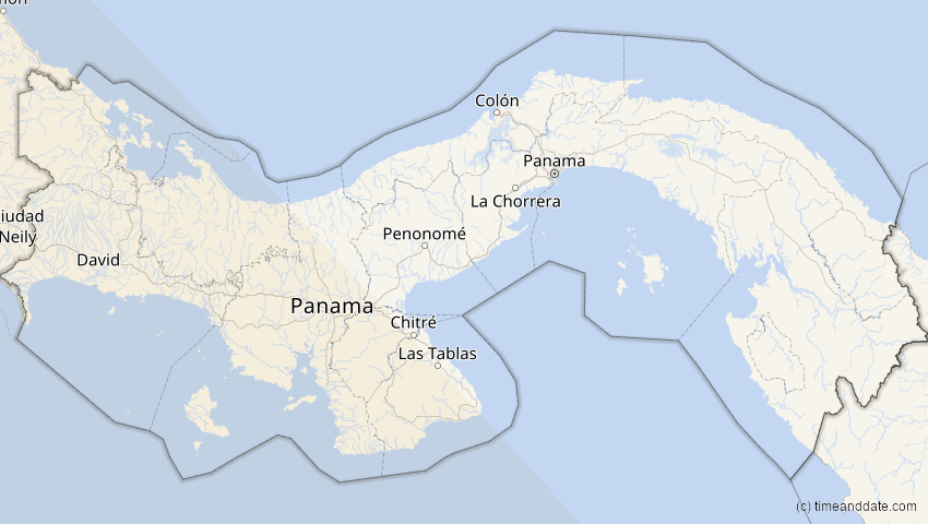 A map of Panama, showing the path of the 4. Nov 2078 Ringförmige Sonnenfinsternis