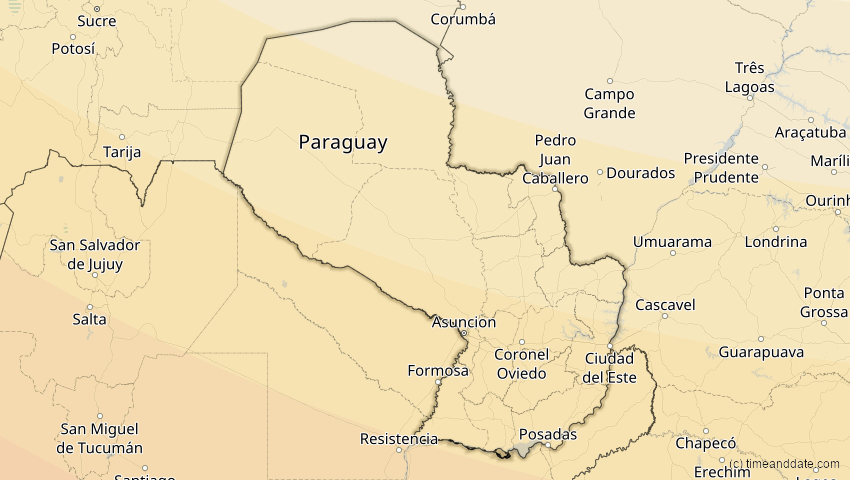 A map of Paraguay, showing the path of the 4. Nov 2078 Ringförmige Sonnenfinsternis