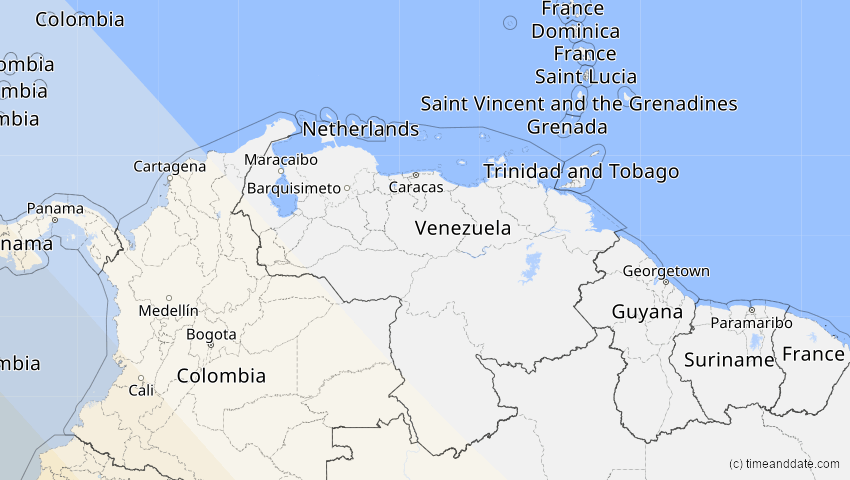 A map of Venezuela, showing the path of the 4. Nov 2078 Ringförmige Sonnenfinsternis