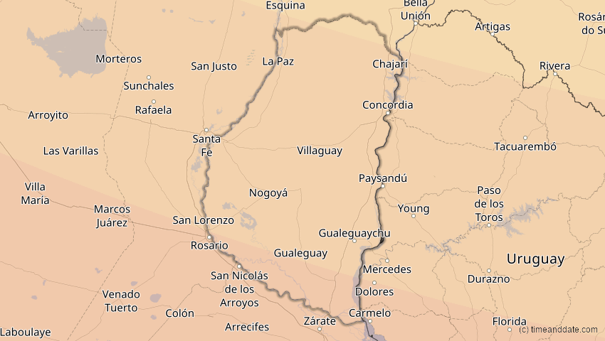 A map of Entre Ríos, Argentinien, showing the path of the 4. Nov 2078 Ringförmige Sonnenfinsternis