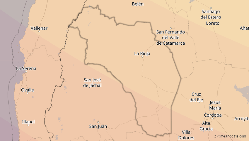 A map of Rioja, Argentinien, showing the path of the 4. Nov 2078 Ringförmige Sonnenfinsternis