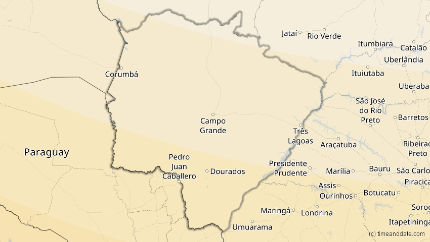 A map of Mato Grosso do Sul, Brasilien, showing the path of the 4. Nov 2078 Ringförmige Sonnenfinsternis