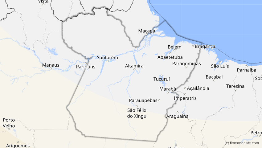 A map of Pará, Brasilien, showing the path of the 4. Nov 2078 Ringförmige Sonnenfinsternis
