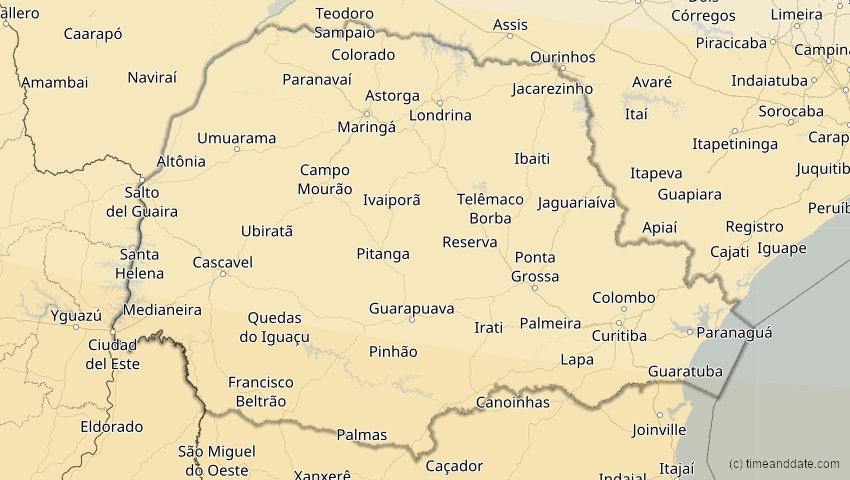 A map of Paraná, Brasilien, showing the path of the 4. Nov 2078 Ringförmige Sonnenfinsternis