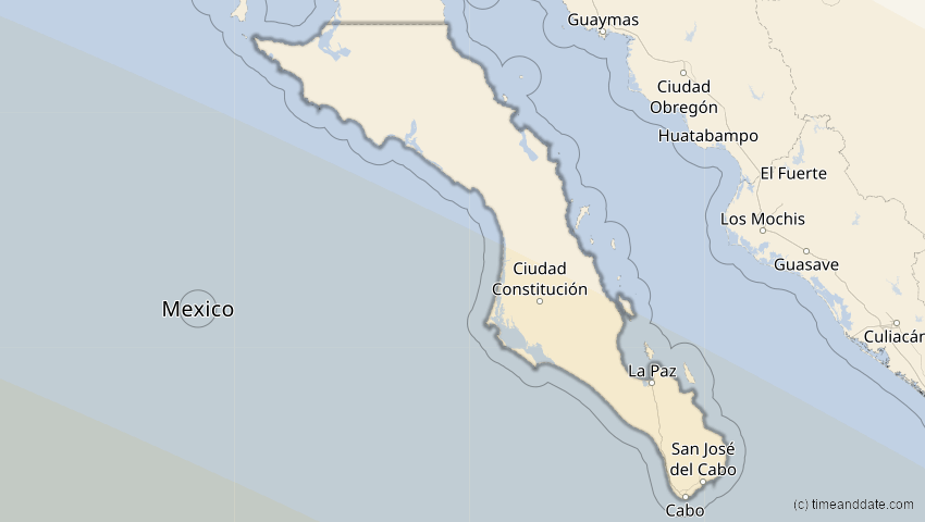 A map of Baja California Sur, Mexiko, showing the path of the 4. Nov 2078 Ringförmige Sonnenfinsternis