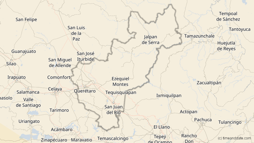 A map of Querétaro, Mexiko, showing the path of the 4. Nov 2078 Ringförmige Sonnenfinsternis