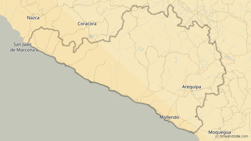 A map of Arequipa, Peru, showing the path of the 4. Nov 2078 Ringförmige Sonnenfinsternis
