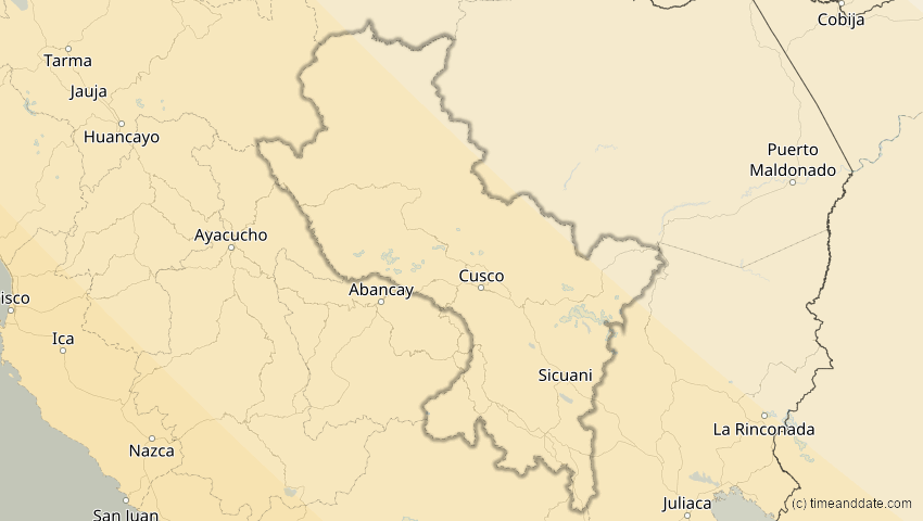 A map of Cusco, Peru, showing the path of the 4. Nov 2078 Ringförmige Sonnenfinsternis