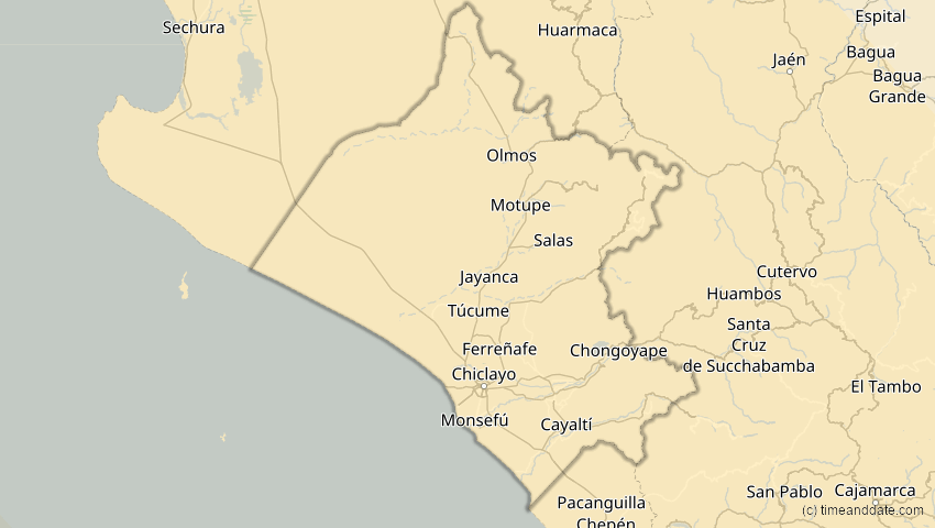 A map of Lambayeque, Peru, showing the path of the 4. Nov 2078 Ringförmige Sonnenfinsternis