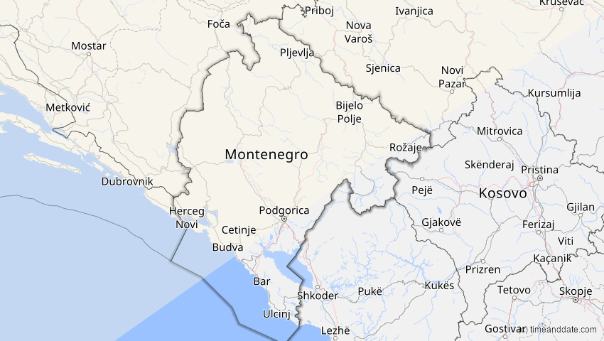 A map of Montenegro, showing the path of the 1. Mai 2079 Totale Sonnenfinsternis