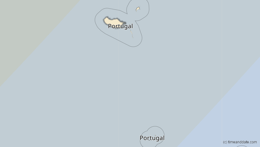 A map of Madeira, Portugal, showing the path of the 1. Mai 2079 Totale Sonnenfinsternis