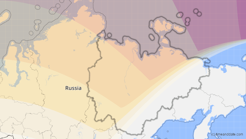 A map of Sacha (Jakutien), Russland, showing the path of the 1. Mai 2079 Totale Sonnenfinsternis
