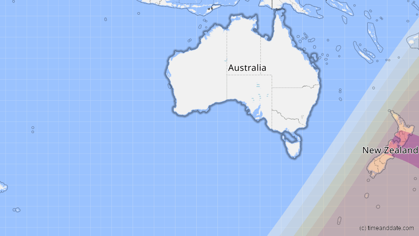 A map of Australien, showing the path of the 25. Okt 2079 Ringförmige Sonnenfinsternis