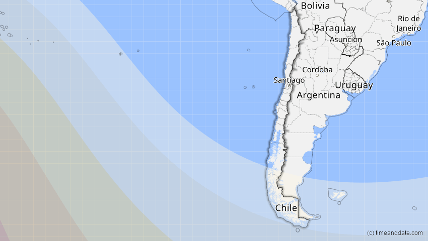 A map of Chile, showing the path of the 24. Okt 2079 Ringförmige Sonnenfinsternis