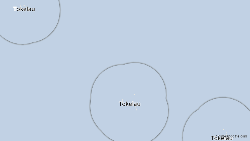 A map of Tokelau, showing the path of the 25. Okt 2079 Ringförmige Sonnenfinsternis