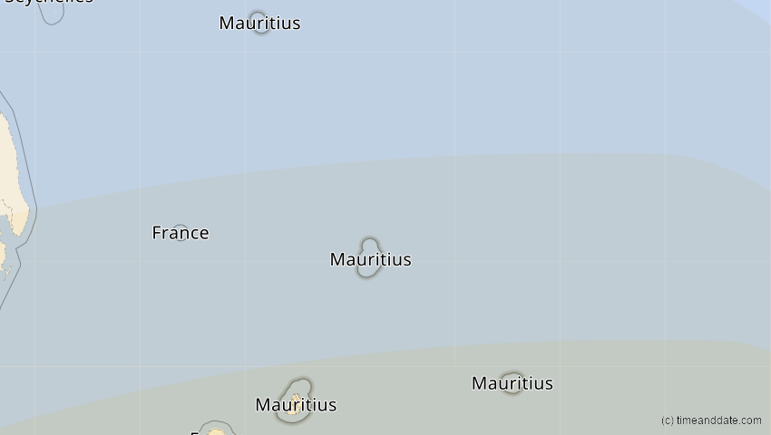 A map of Mauritius, showing the path of the 21. Mär 2080 Partielle Sonnenfinsternis