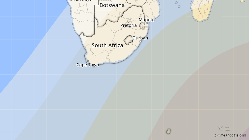 A map of Südafrika, showing the path of the 21. Mär 2080 Partielle Sonnenfinsternis