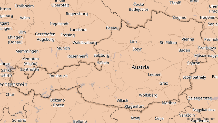 A map of Österreich, showing the path of the 13. Sep 2080 Partielle Sonnenfinsternis