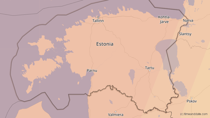 A map of Estland, showing the path of the 13. Sep 2080 Partielle Sonnenfinsternis