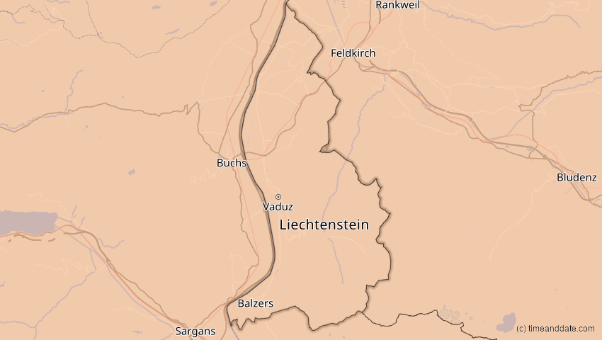 A map of Liechtenstein, showing the path of the 13. Sep 2080 Partielle Sonnenfinsternis
