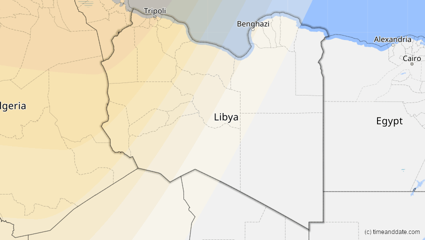 A map of Libyen, showing the path of the 13. Sep 2080 Partielle Sonnenfinsternis