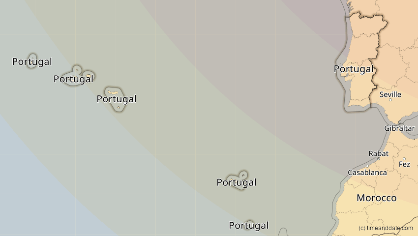 A map of Portugal, showing the path of the 13. Sep 2080 Partielle Sonnenfinsternis