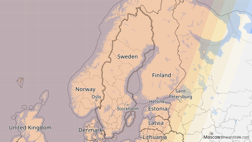 A map of Schweden, showing the path of the 13. Sep 2080 Partielle Sonnenfinsternis