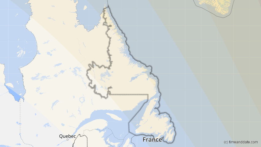 A map of Neufundland und Labrador, Kanada, showing the path of the 13. Sep 2080 Partielle Sonnenfinsternis