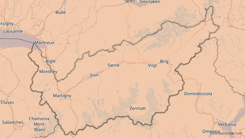 A map of Wallis, Schweiz, showing the path of the 13. Sep 2080 Partielle Sonnenfinsternis