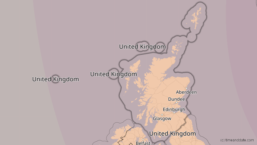 A map of Schottland, Großbritannien, showing the path of the 13. Sep 2080 Partielle Sonnenfinsternis