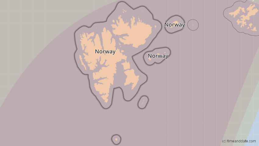 A map of Spitzbergen, Norwegen, showing the path of the 13. Sep 2080 Partielle Sonnenfinsternis