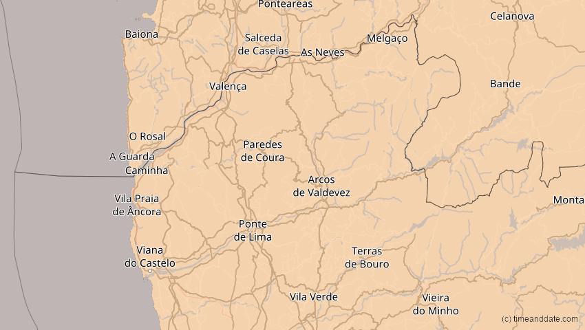 A map of Viana do Castelo, Portugal, showing the path of the 13. Sep 2080 Partielle Sonnenfinsternis