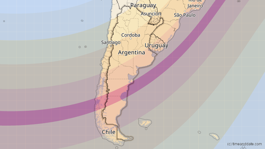 A map of Argentinien, showing the path of the 10. Mär 2081 Ringförmige Sonnenfinsternis