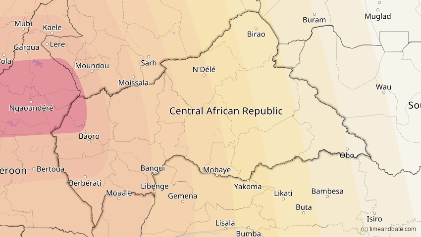 A map of Zentralafrikanische Republik, showing the path of the 10. Mär 2081 Ringförmige Sonnenfinsternis