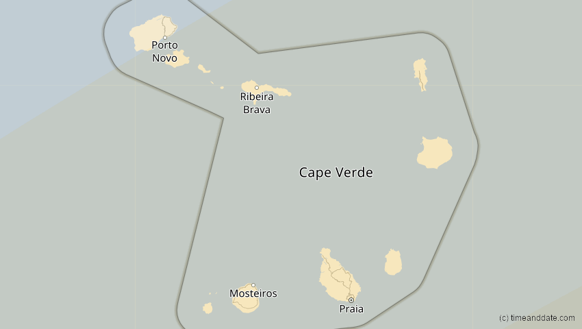 A map of Cabo Verde, showing the path of the 10. Mär 2081 Ringförmige Sonnenfinsternis