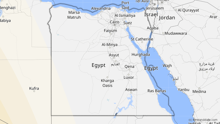 A map of Ägypten, showing the path of the 10. Mär 2081 Ringförmige Sonnenfinsternis
