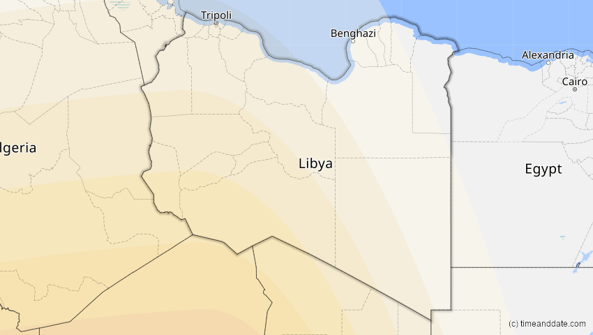 A map of Libyen, showing the path of the 10. Mär 2081 Ringförmige Sonnenfinsternis