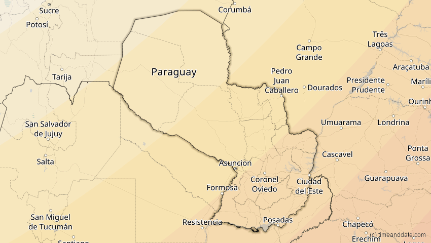 A map of Paraguay, showing the path of the 10. Mär 2081 Ringförmige Sonnenfinsternis