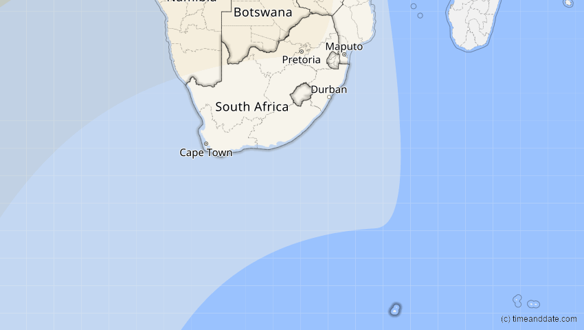 A map of Südafrika, showing the path of the 10. Mär 2081 Ringförmige Sonnenfinsternis