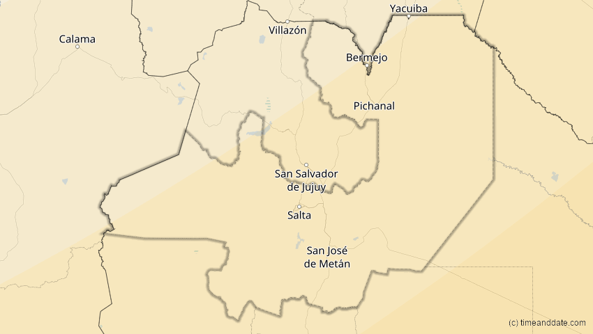 A map of Salta, Argentinien, showing the path of the 10. Mär 2081 Ringförmige Sonnenfinsternis