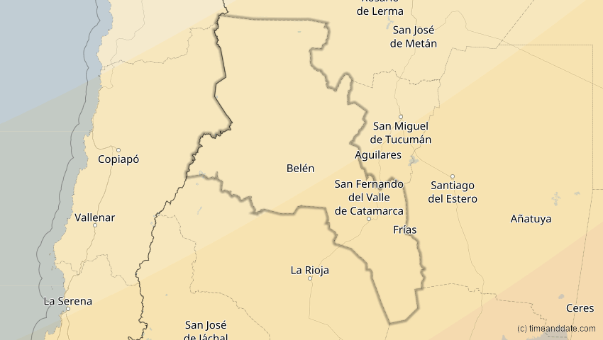 A map of Catamarca, Argentinien, showing the path of the 10. Mär 2081 Ringförmige Sonnenfinsternis