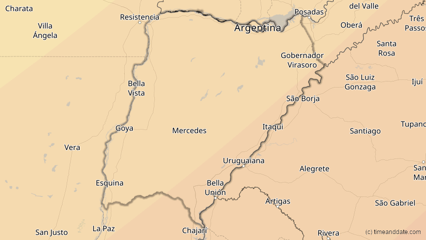 A map of Corrientes, Argentinien, showing the path of the 10. Mär 2081 Ringförmige Sonnenfinsternis