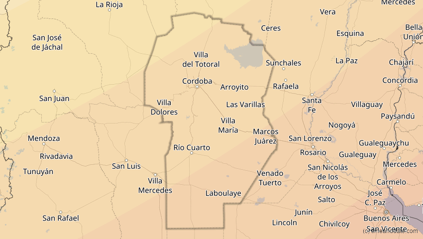 A map of Córdoba, Argentinien, showing the path of the 10. Mär 2081 Ringförmige Sonnenfinsternis