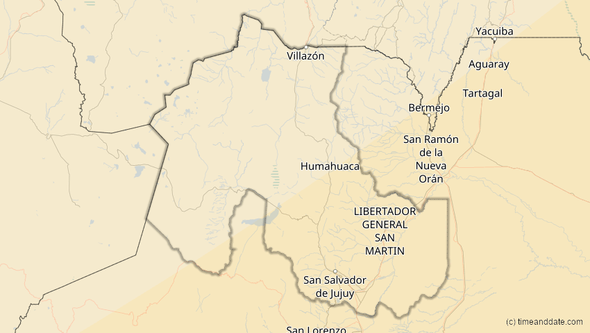 A map of Jujuy, Argentinien, showing the path of the 10. Mär 2081 Ringförmige Sonnenfinsternis