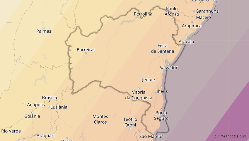A map of Bahia, Brasilien, showing the path of the 10. Mär 2081 Ringförmige Sonnenfinsternis
