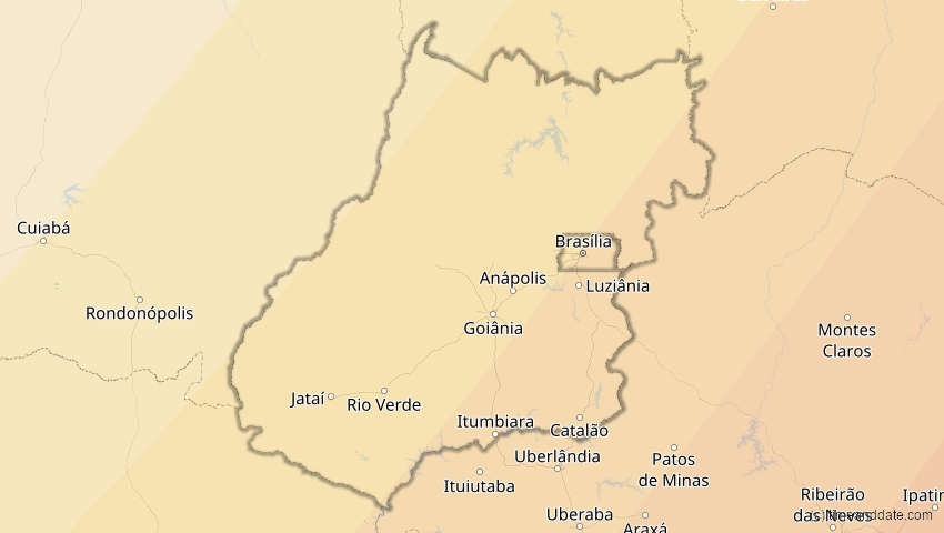A map of Goiás, Brasilien, showing the path of the 10. Mär 2081 Ringförmige Sonnenfinsternis