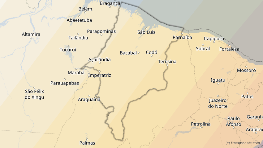 A map of Maranhão, Brasilien, showing the path of the 10. Mär 2081 Ringförmige Sonnenfinsternis